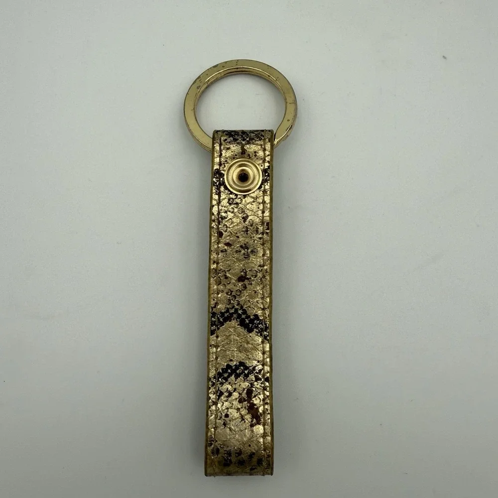 Marc Jacobs Snake Pattern Leather‎ Gold Keyring Keychain Detachable Clasp Strap